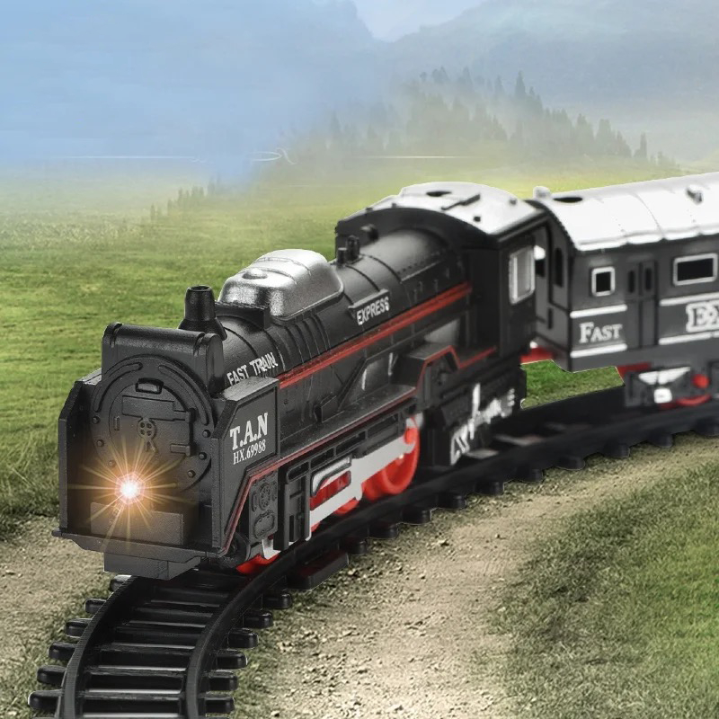 [พร้อมส่ง]รถไฟโบราณ หัวรถไฟวิ่งราง รถไฟของเล่น รถไฟใส่ถ่าน ชุดต่อรถไฟ