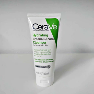 เซราวี ไฮเดรติ้ง ครีม-ทู-โฟม คลีนเซอร์ 100 ml. (CeraVe Hydrating Cream-to-Foam Cleanser) 100 ml.