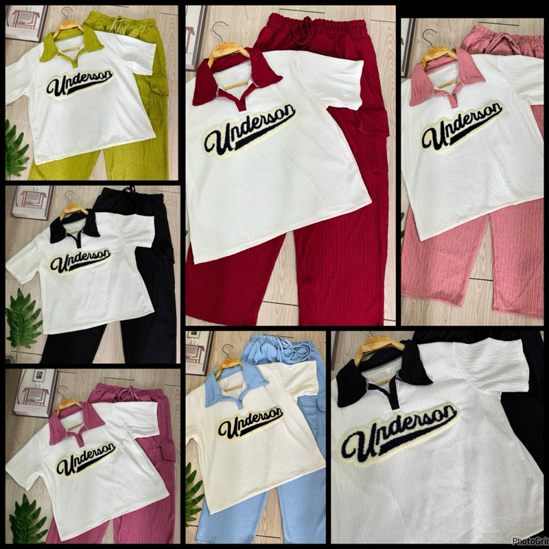 ชุดเซ็ท เสื้องานปักUnder+ขายาวคาร์โก้ งานฮิต งานกระแส