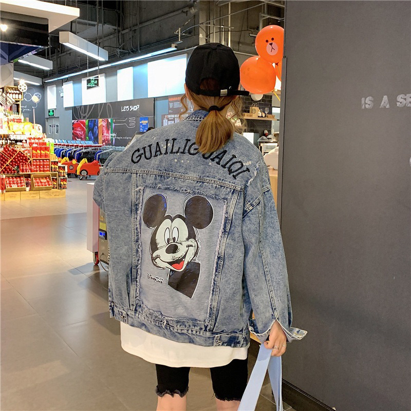 เสื้อแจ็คเก็ตยีนส์ผู้หญิง ทรงโอเวอร์ไซส์ พร้อมส่ง