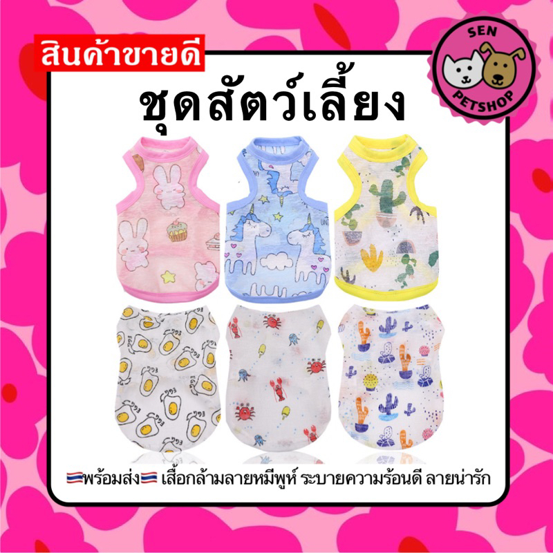 พร้อมส่ง เสื้อผ้าสัตว์เลี้ยง แขนกุด เสื้อแฟชั่น คุณภาพดี for pet สุนัข หมา แมว ชุดแมว #00E