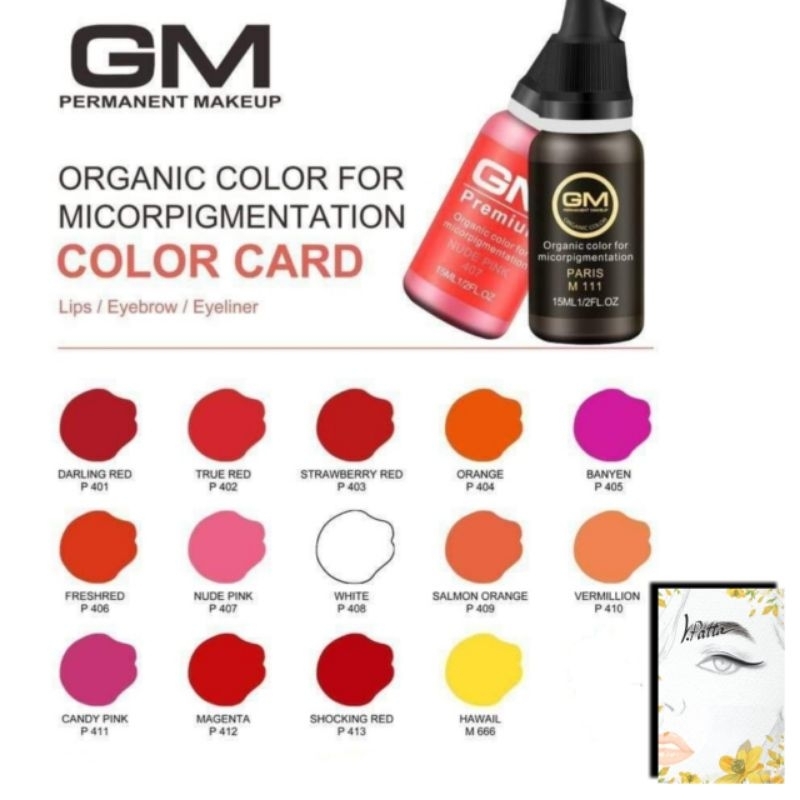 GM สีสักปาก Organic เนื้อน้ำ สีออมเบร หลังลอกไม่เพี้ยน สีสวย ติดง่าย (สีสักคิ้ว)