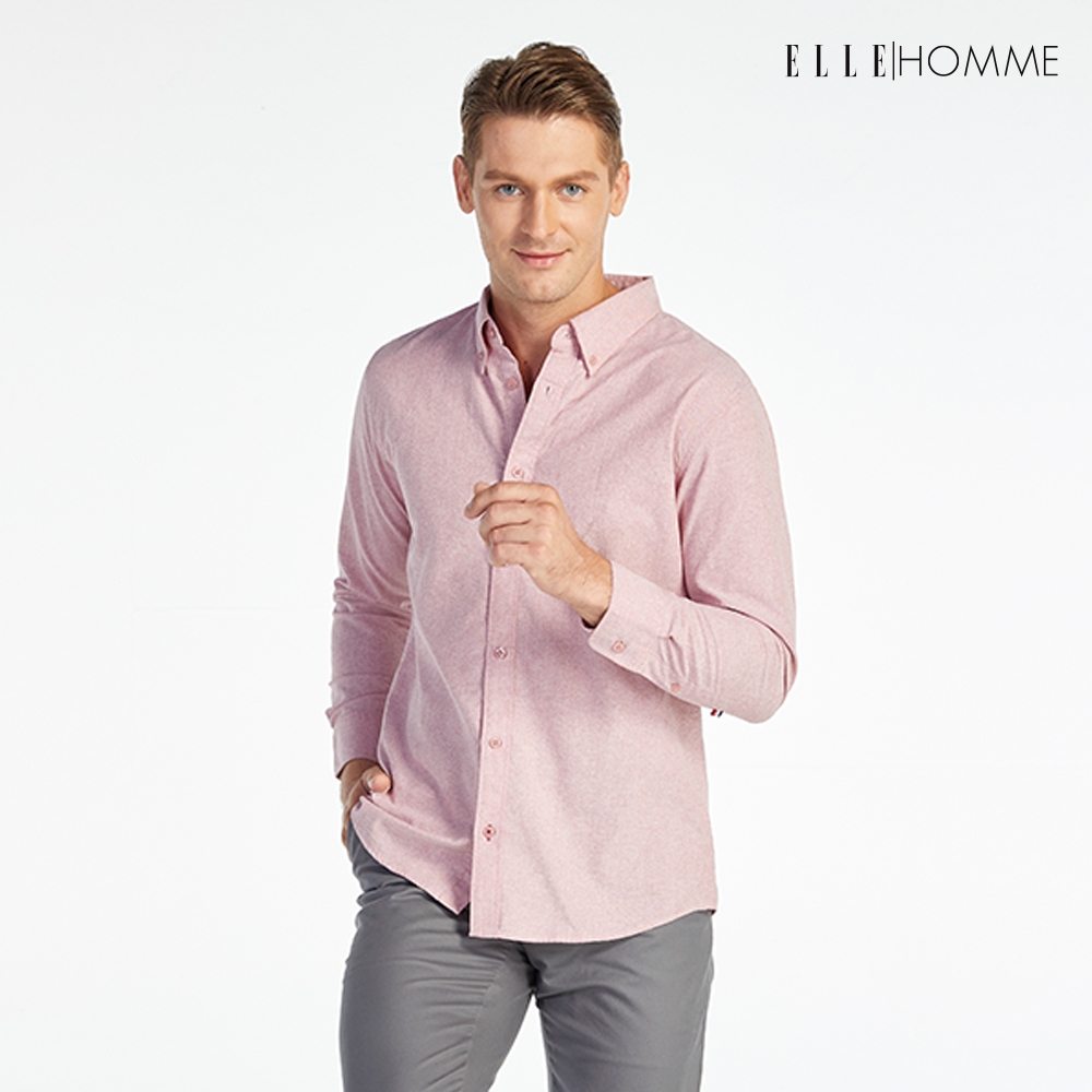 ELLE HOMME | เสื้อเชิ้ตแขนยาว คอปกเชิ้ต ทรง REGULAR สีชมพู | W8B675