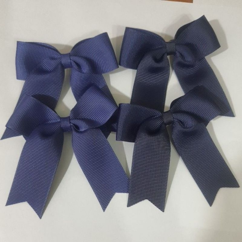 โบว์นักเรียนผ้าเฟอร์สีกรมท่าขนาด 1 นิ้ว ขายเป็นคู่