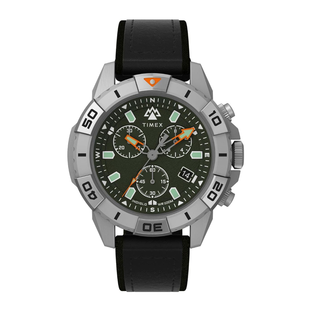 TIMEX TW2W16100 นาฬิกาข้อมือผู้ชาย รุ่น TW2W16100,สายหนัง, สีดำ
