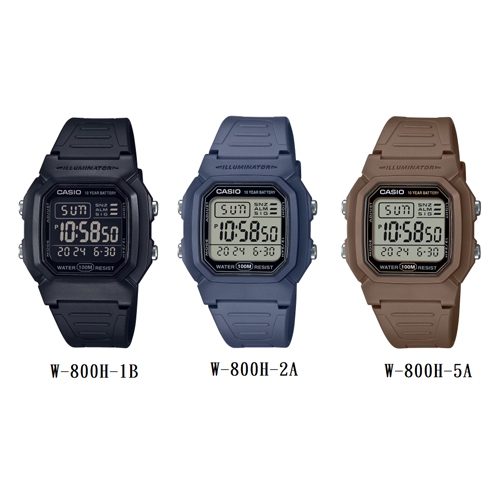 CASIO นาฬิกาข้อมือ สายเรซิ่น รุ่น W-800,W-800H,W-800H-1B,W-800H-2A,W-800H-5A