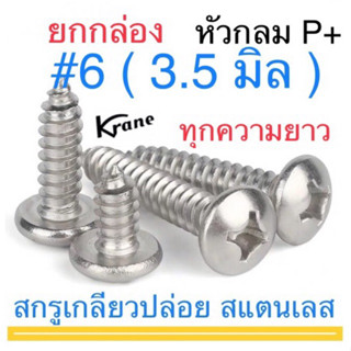 สกรูเกลียวปล่อย สแตนเลส P+ #6 ยาว 3/8” - 3” ยกกล่อง