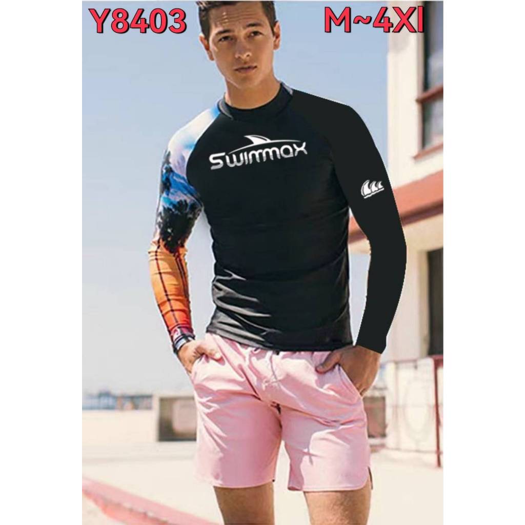 เสื้อว่ายน้ำชาย แขนยาว ผ้ากันยูวี มีหลายแบบให้เลือก สินค้าพร้อมส่ง ใส่แล้วอย่างเท่ห์ M-4XL sunwin88