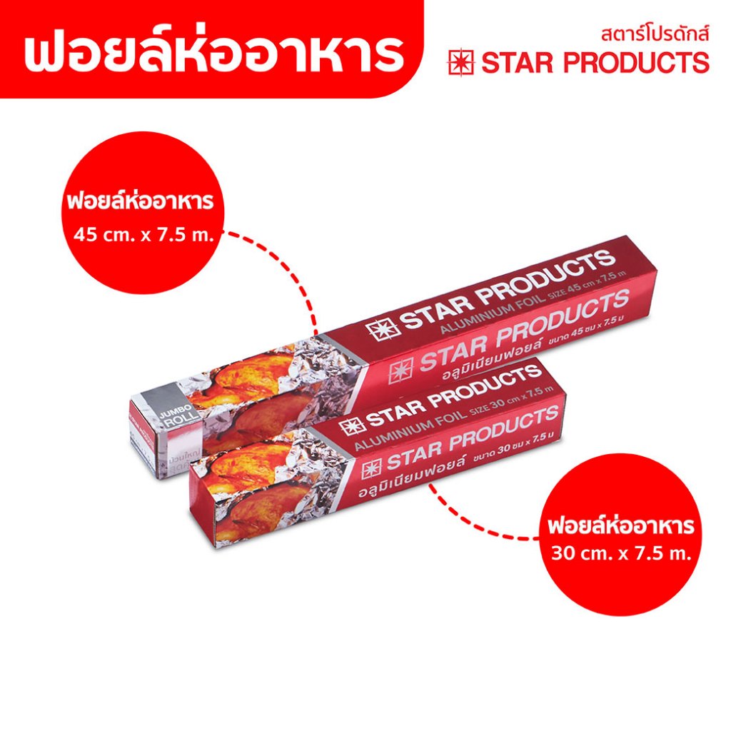 ใหม่! ฟอยล์ห่ออาหาร Top Roll สตาร์โปรดักส์ ขนาดกว้าง 30 cm กับ 45 cm x 7.5 m