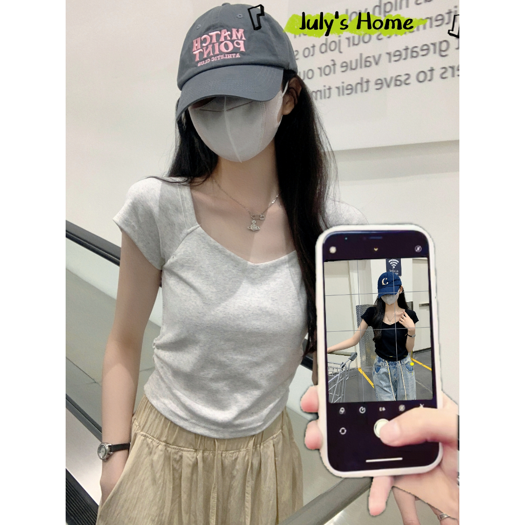 10สี เสื้อยืดผู้หญิง เสื้อยืดคอวี สีพื้น เรียบๆท​รงเกร๋ เข้าได้กับทุกออกเเบบ #J2118