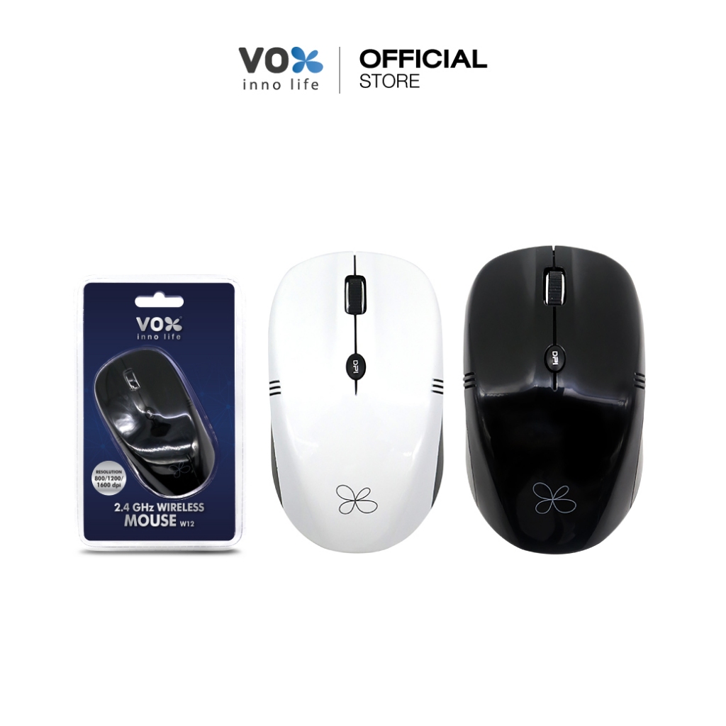 VOX เม้าส์ไร้สาย รุ่น W12  (สีดำ / สีขาว)