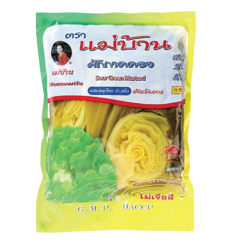 ผักกาดดองเปรี้ยว 600 กรัม ตราแม่บ้าน ราชบุรี ผักกาดดอง ผสมสมุนไพร (สินค้านี้ไม่สามารถสั่งร่วมกับสินค้าอื่นได้)