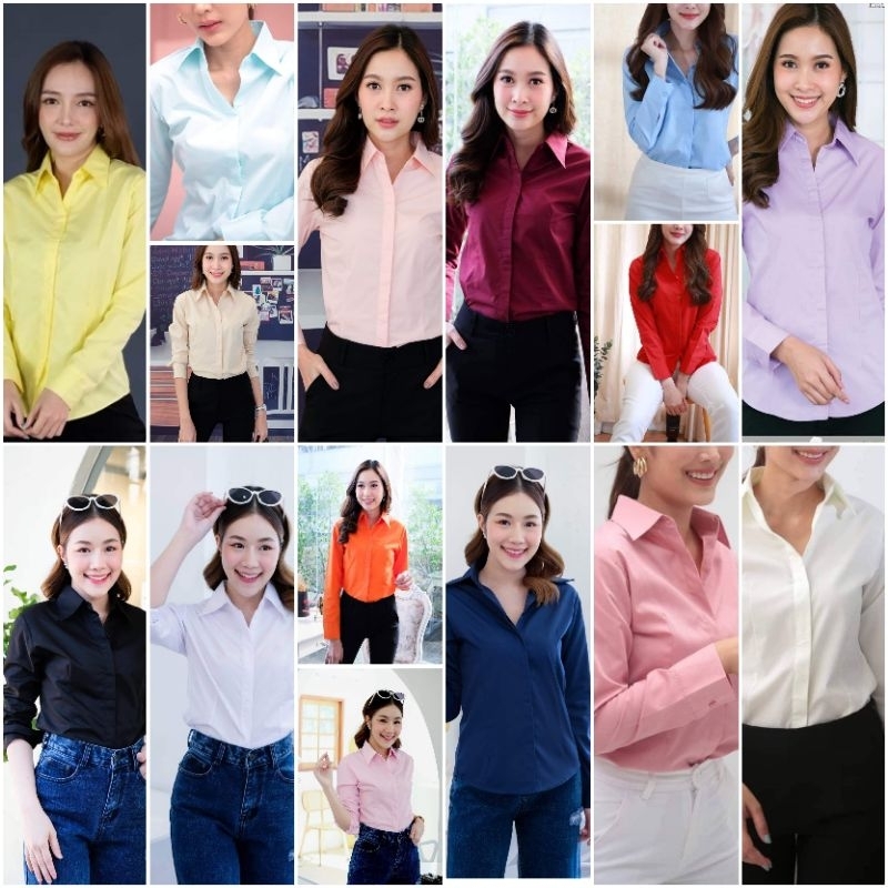 เสื้อเชิ้ตแขนยาว 16 สี (xxl,42,44,46,58,50)