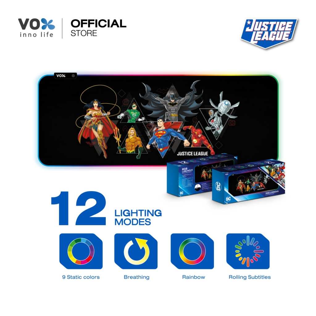 RGB Mouse Pad Gaming ลิขสิทธิ์แท้ Justice League