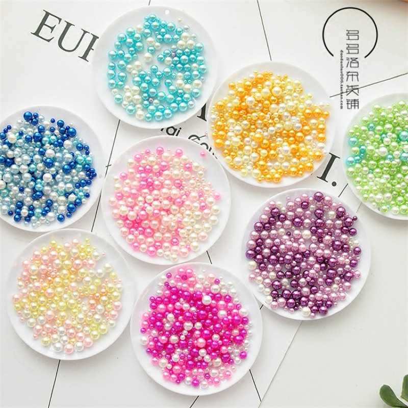 ลูกปัดมุก ไม่มีรู คละขนาด 2.5-5mm มุก ตกแต่งเคส รูปที่ 3