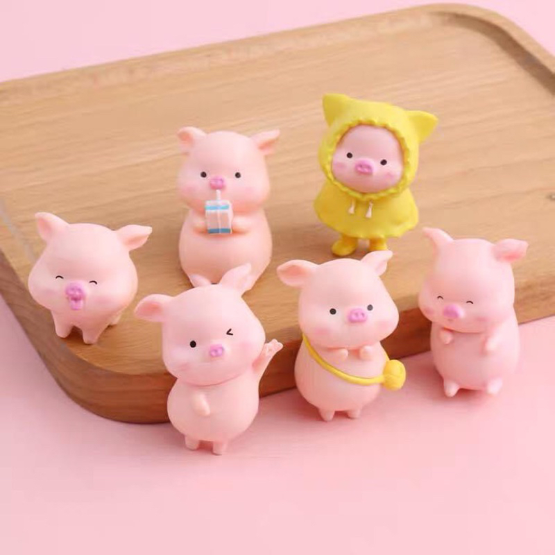 [พร้อมส่ง]หมูน้อยชุดกันฝน 6 ตัว ตุ๊กตาตกแต่งบ้าน จัดสวน ราคา ถูกที่สุด ดีลบีเคเค แกลเลอรีภาพที่ 2