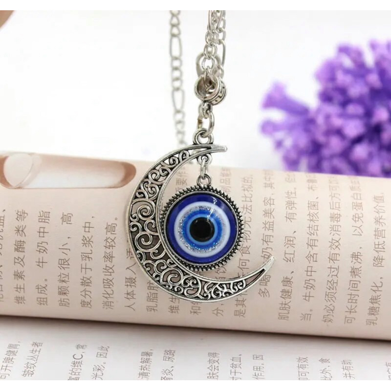 Turkish Evil Eye Moon Crescent Necklace สร้อยคอ Evil Eye จากตุรกี