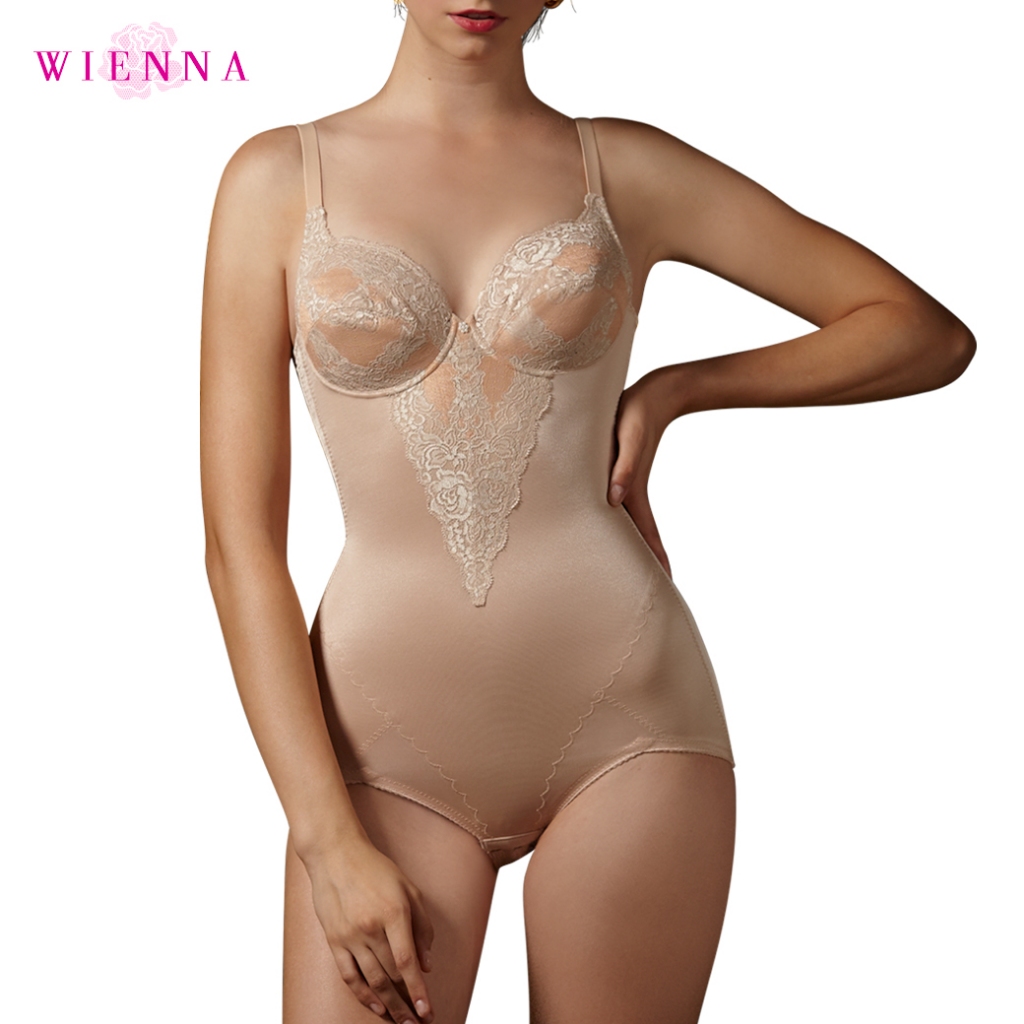 Wienna  Body Suit DA23056 ชุดชั้นในเวียนนา เสริมโครงอ่อน บอดี้สูท เก็บกระชับสัดส่วน สีดำ สีเนื้อ (Tu