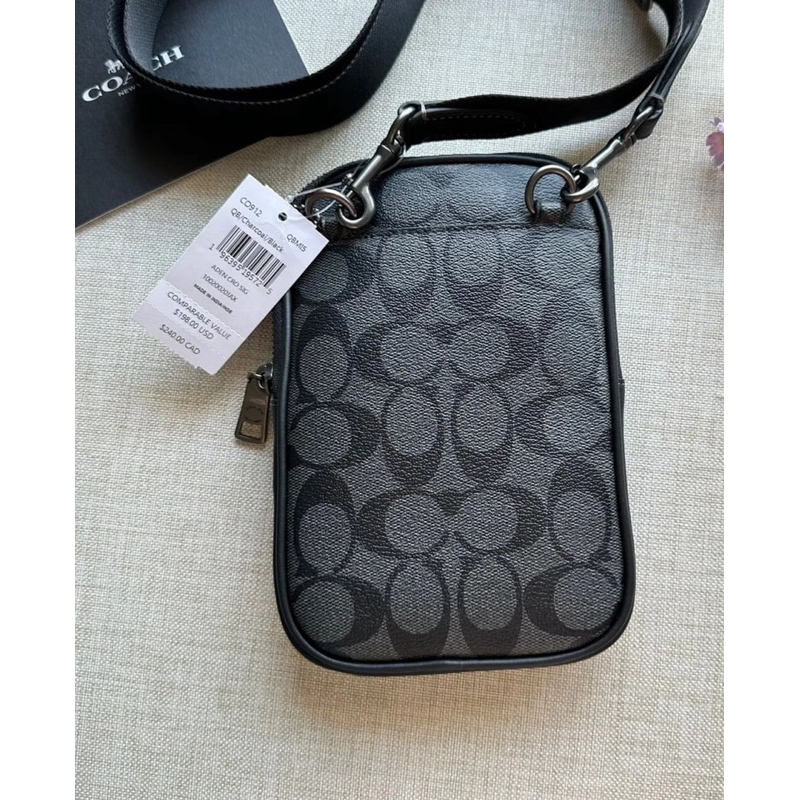 COACH ADEN CROSSBODY IN SIGNATURE CANVAS IN GUNMETAL/KHAKI (CO912)