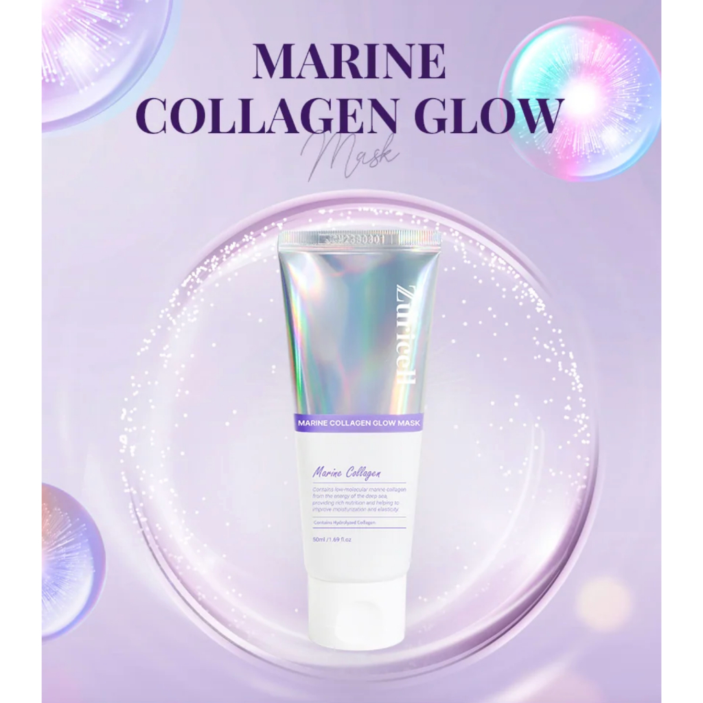 *แถมแปรงซิลิโคน* Zuricell Marine Collagen Glow Mask 50g มาส์กคอลลาเจนแบบลอกออก ช่วยเติมเต็มผิวให้อิ่