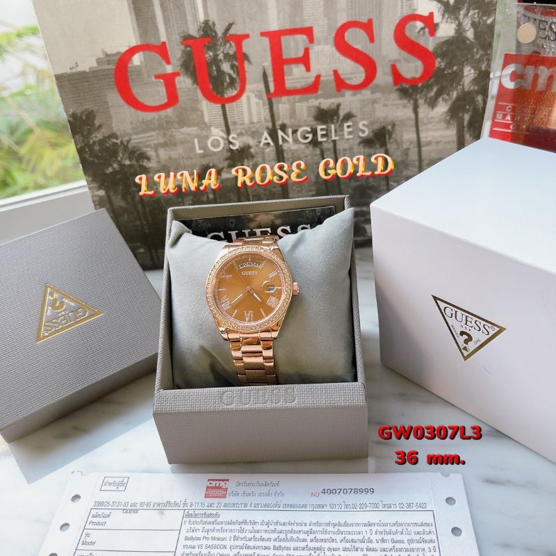 🌻มีช่องบอกวัน,วันที่ ✨ นาฬิกา Guess GW0307L3 Luna Rosegold