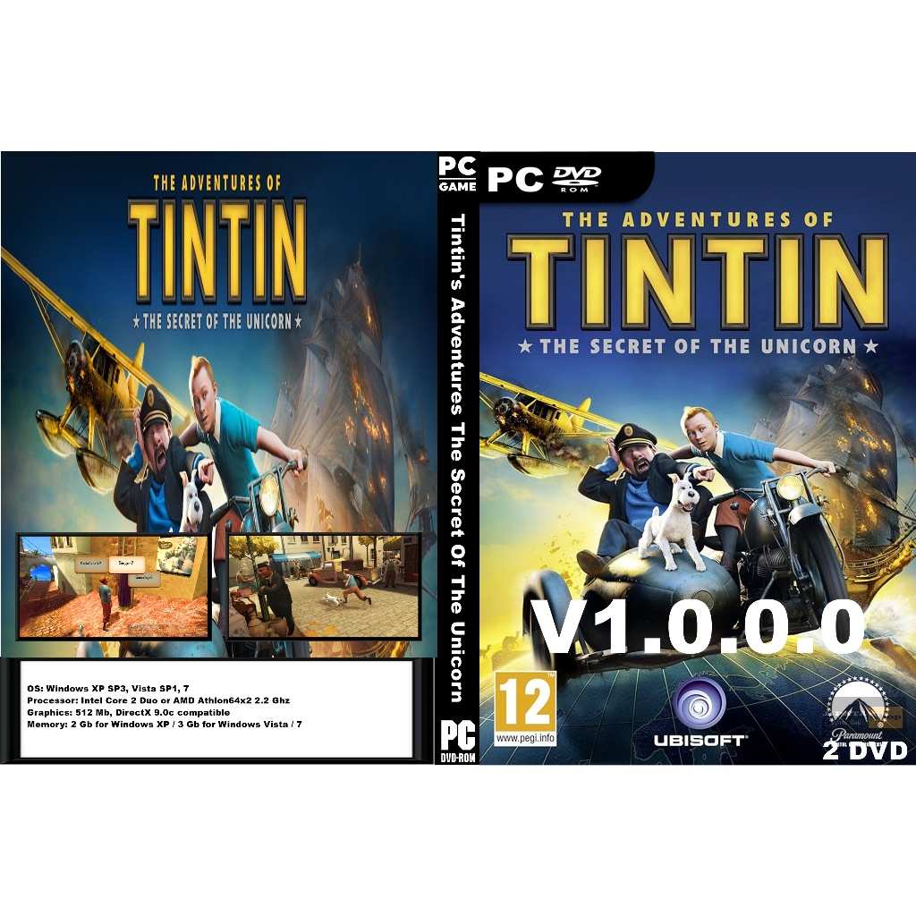 แผ่นเกมส์ PC Tintin's Adventures The Secret Of The Unicorn (2DVD)