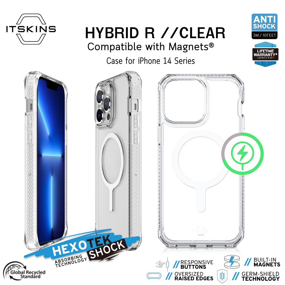 ITSKINS HYBRID R // CLEAR Compatible with Magnets® เคสกันกระแทก สำหรับ iPhone 14/14Pro /14Promax