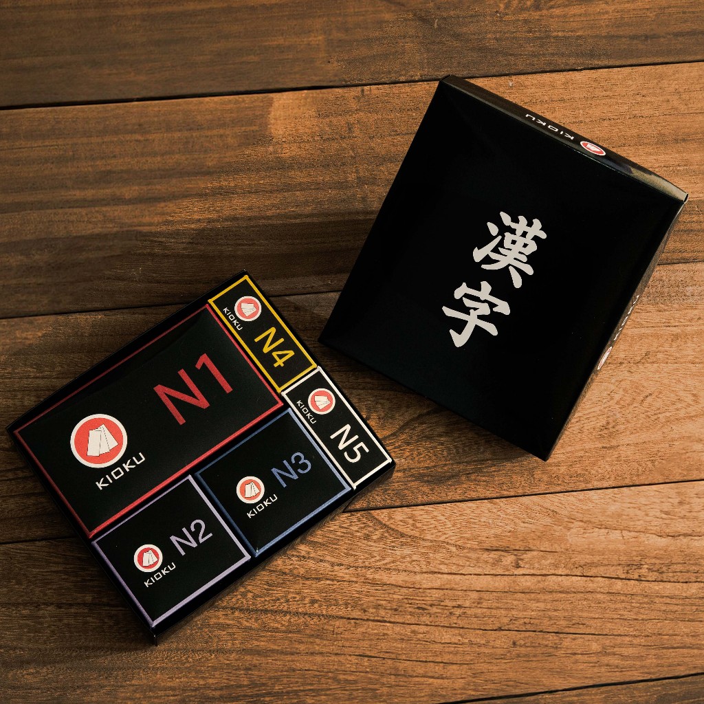 Kioku บัตรคันจิ Box set N1-N5 สำหรับผู้เรียนภาษาญี่ปุ่น ขนาดเล็กพกพาสะดวก ไม่ต้องพกเป็นเล่มๆ สื่อหนังสือเรียนภาษาญี่ปุ่น