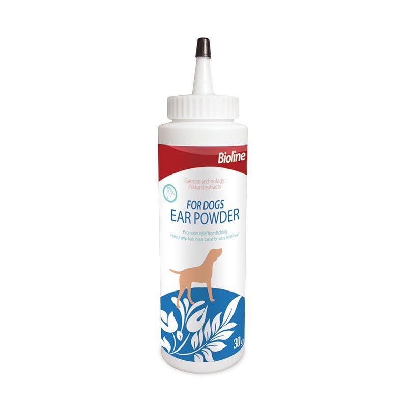 แป้งโรยหูสุนัข ช่วยถอนขนหูได้ง่ายขึ้น ลดอาการคันหู Bioline Ear Powder ItchingRelief 30g.(B2189)