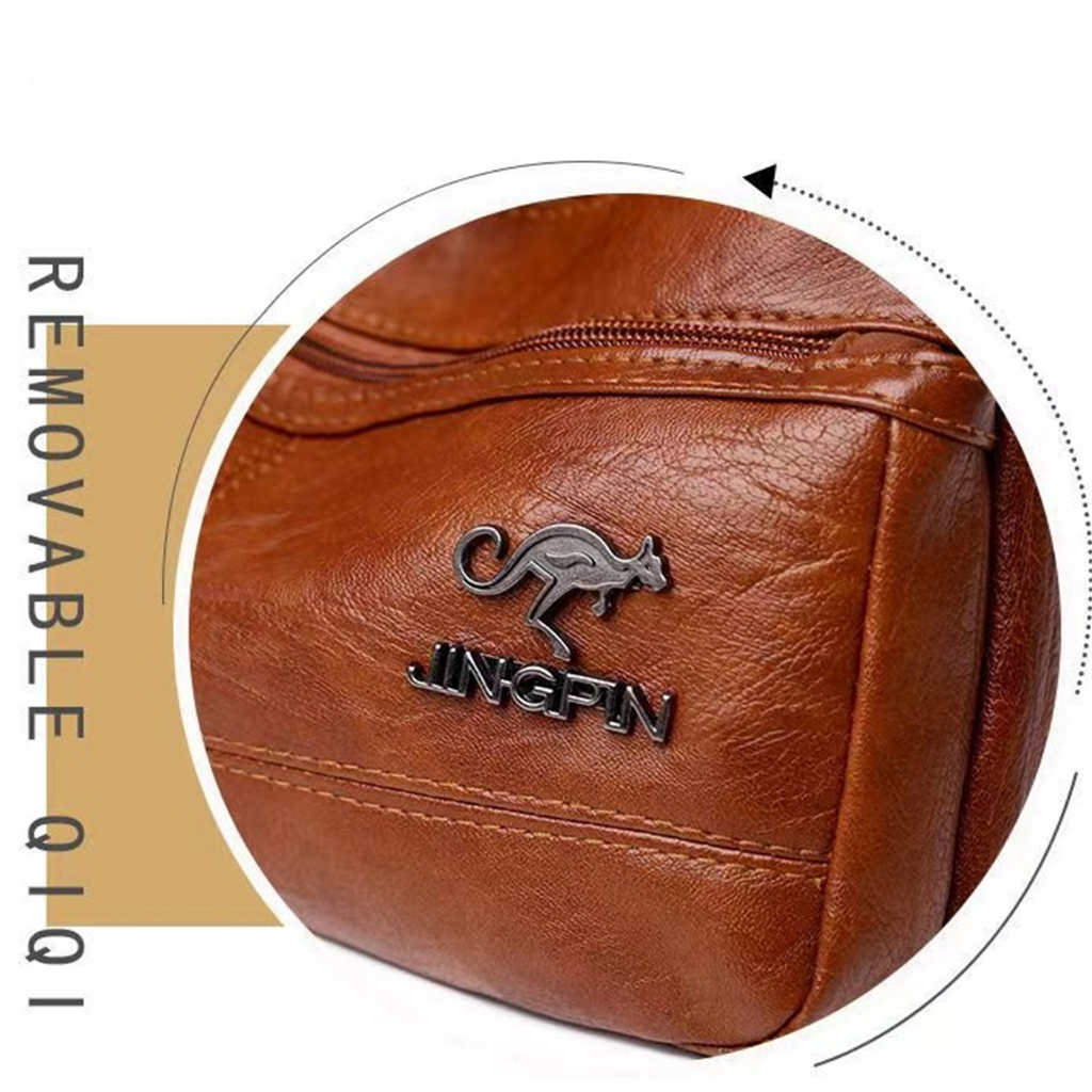 🔥ใส่โค้ด INCLZ12 ลด 50%🔥 กระเป๋าสะพายแฟชั่น กระเป๋าวินเทจ กระเป๋าหลายช่อง ความจุใหญ่ ผิวนุ่ม สไตล์ตะวันตก - รูปที่ 5