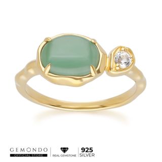 Gemondo แหวนเงิน 925 Sterling Silver ประดับหยกทรงวงรีและโทแพ…