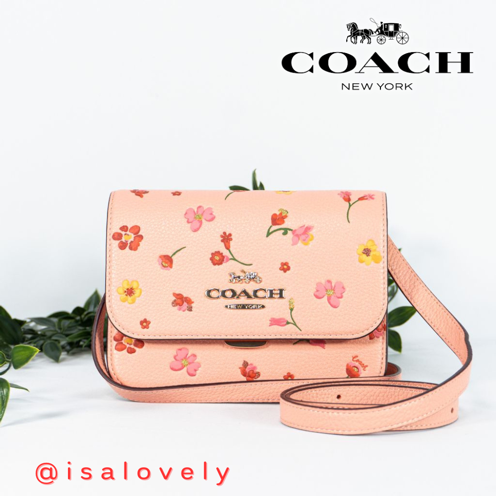 📌Isa Lovely Shop📌  COACH C8692 MINI BRYNN CROSSBODY WITH MYSTICAL FLORAL PRINT  Color: IM/FADED BLUS