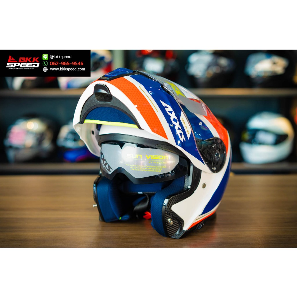 AXXIS GECKO SV BOB DS Gloss Red ยกคาง มีแว่น 2 ชั้น