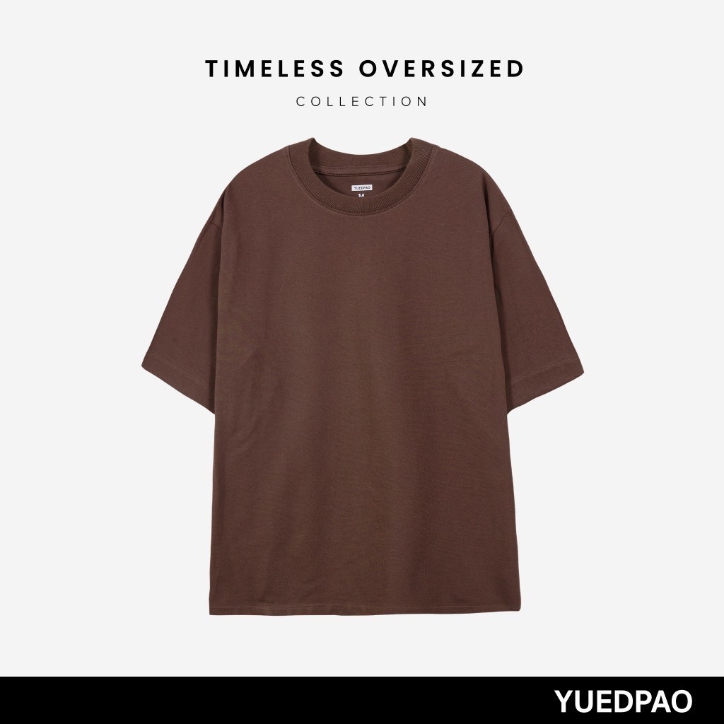 Yuedpao Oversized Timeless ผ้าหนา ยับยาก รีดง่าย เสื้อยืดโอเวอร์ไซส์ ดีไซน์คลาสสิค เสื้อยืดเปล่า สีDark Chocolate