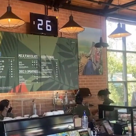 เครื่องเรียกคิว ระบบคิว บัตรคิว เรียกคิวเรียบง่าย ร้านกาแฟ ร้านอาหาร Smart Display Queue Calling