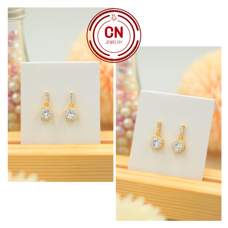 [ ลดเพิ่ม 30% เก็บโค้ดหน้าร้าน] 1คู่ ต่างหู CZ (วัสดุอย่างดี ไม่ลอกดำ แพ้ง่ายใส่ได้) CN Jewelry
