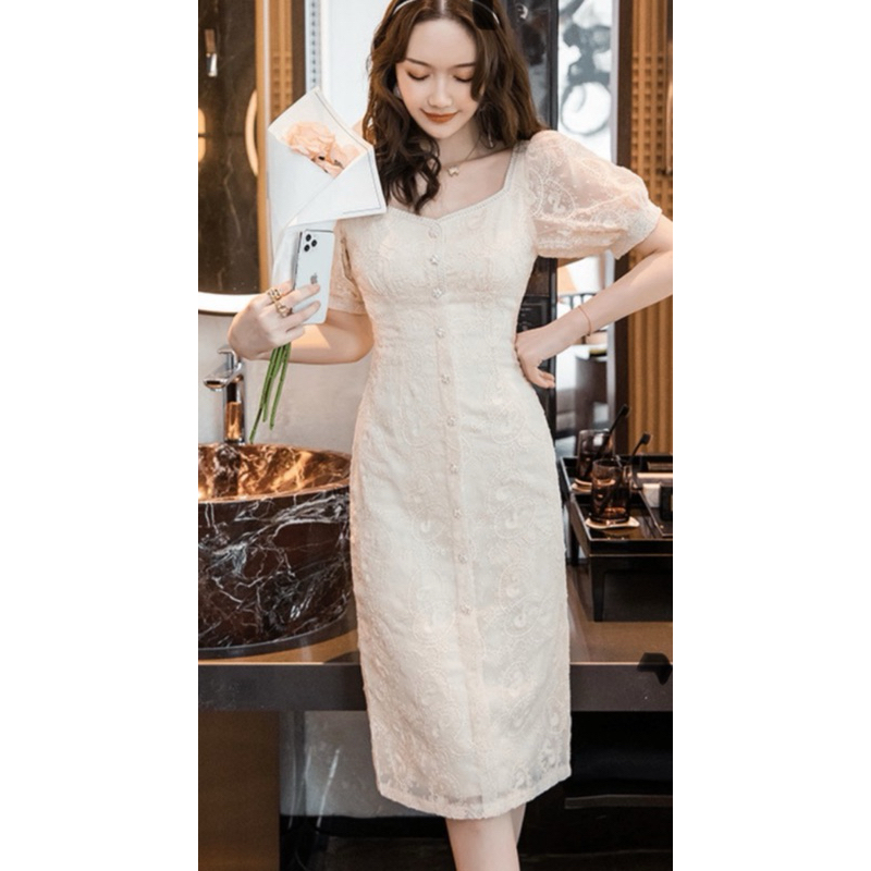 ชุดเดรสลูกไม้ยาวเซ็กซี่สำหรับผู้หญิง ป้ายTriple F Desing By แขก