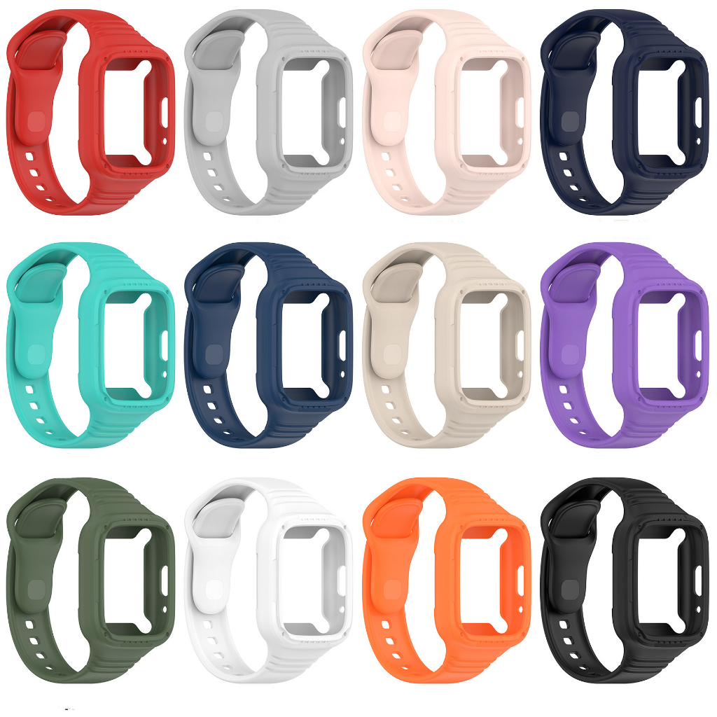 2 in 1 สายนาฬิกา + เคสสำหรับ Redmi Watch 3 Active/lite สายนาฬิกาซิลิโคนอ่อนนุ่มสายนาฬิกาแบบถอดเปลี่ยนได้