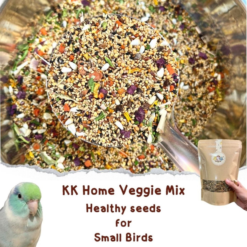 KK Home Veggie Mix Healthy seeds for  Small Birds อาหารหลักสำหรับนกแก้วขนาดเล็กเช่น นกแก้วฟอพัส เลิฟเบิร์ด และหงส์หยก