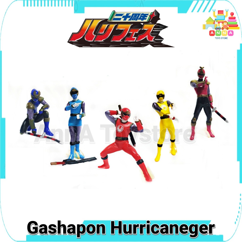 โมเดล กาชาปอง ขบวนการนินจาวายุ เฮอร์ริเคนเจอร์ Model Super Sentai Gahapon Ninpu Sentai Hurricanger เซ็ต 5 ตัว