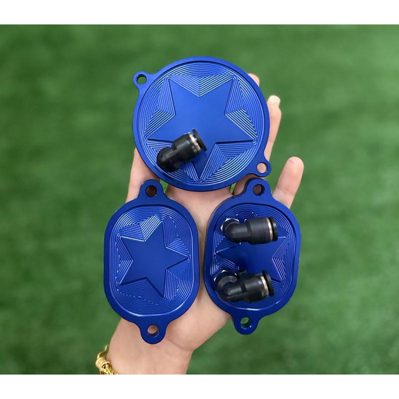 ฝาวาวล์+ฝาแคม✅ครบชุด3ชิ้น✅สำหรับ4วาวล์CNC พร้อมข้อต่อหัวฟิตติ้งครบชุด ใส่เวฟ125R/w-125S/w-125บังลม/w-125เก่า มิเนียมสีสด - รูปที่ 3