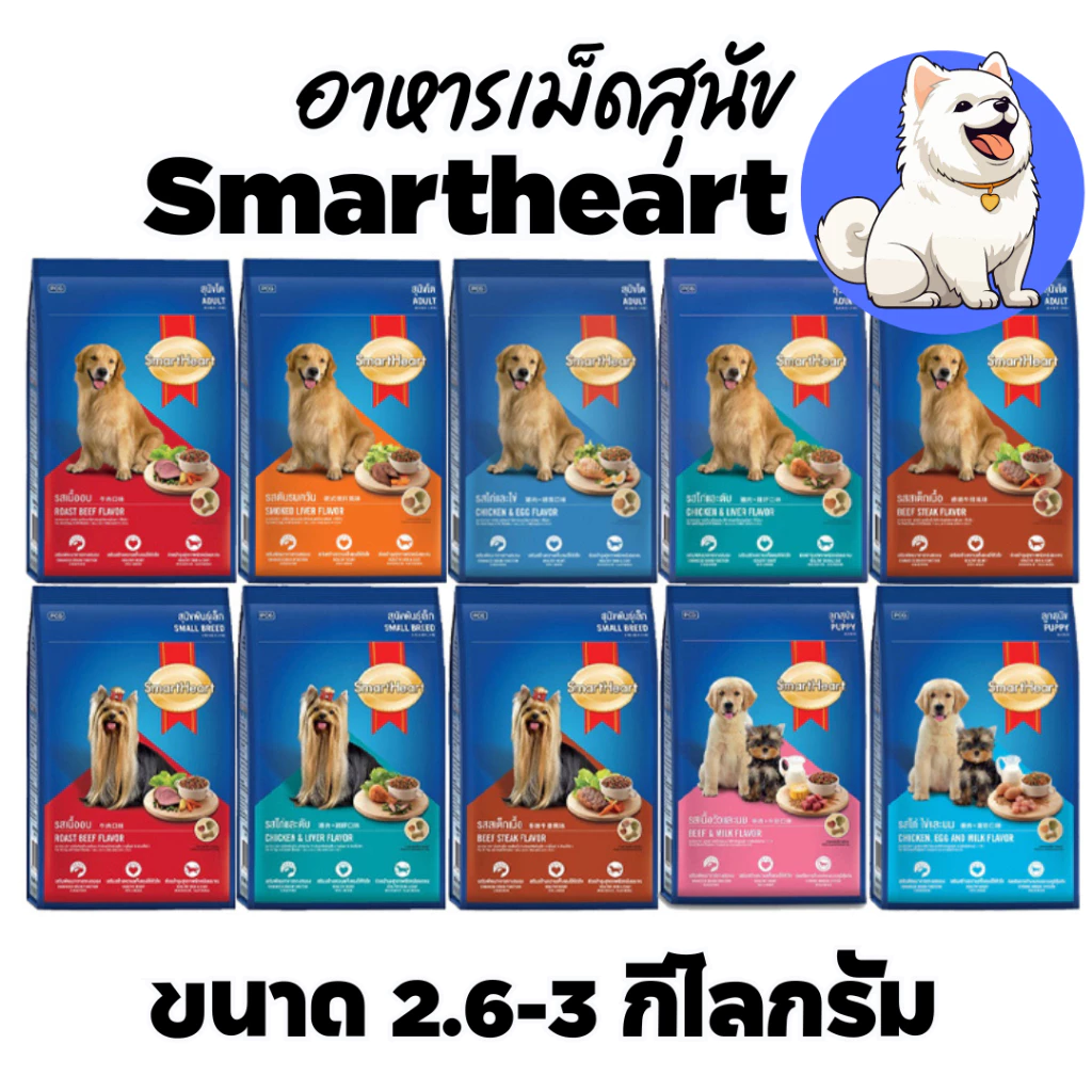[2.7-3kg] อาหารสุนัข สมาร์ทฮาร์ท smartheart อาหารหมา 2.7-3กก.