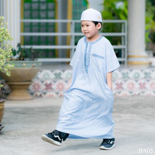 ชุดโต๊ปเด็กผู้ชายแขนสั้น แบรนด์(อิก๊าฟ) ชุดอิสลามเด็กคอกลมปั…
