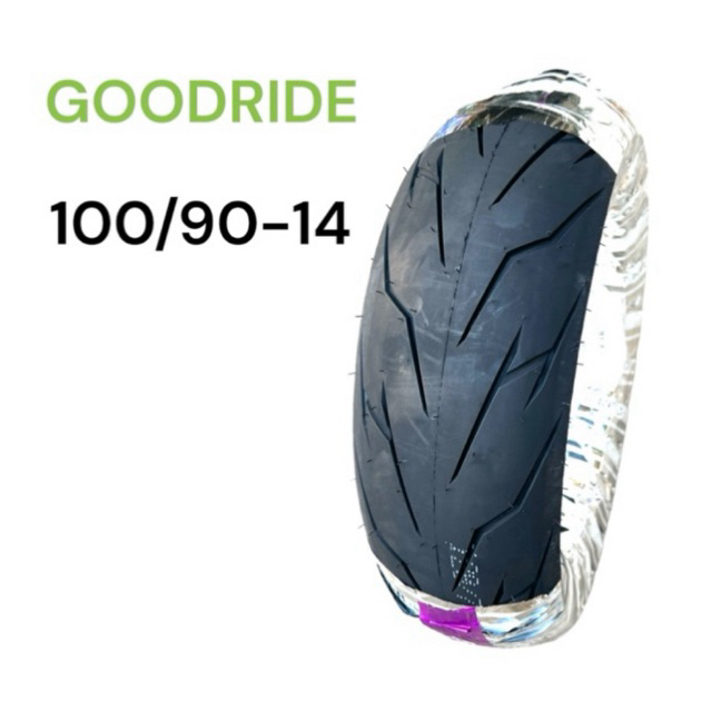 ยางนอก เบอร์ 100/90-14 ลาย สายฟ้า เรเดียน ไม่ใช้ยางใน Goodride H993 ยางไทย ยางนอกมอเตอร์ไซค์