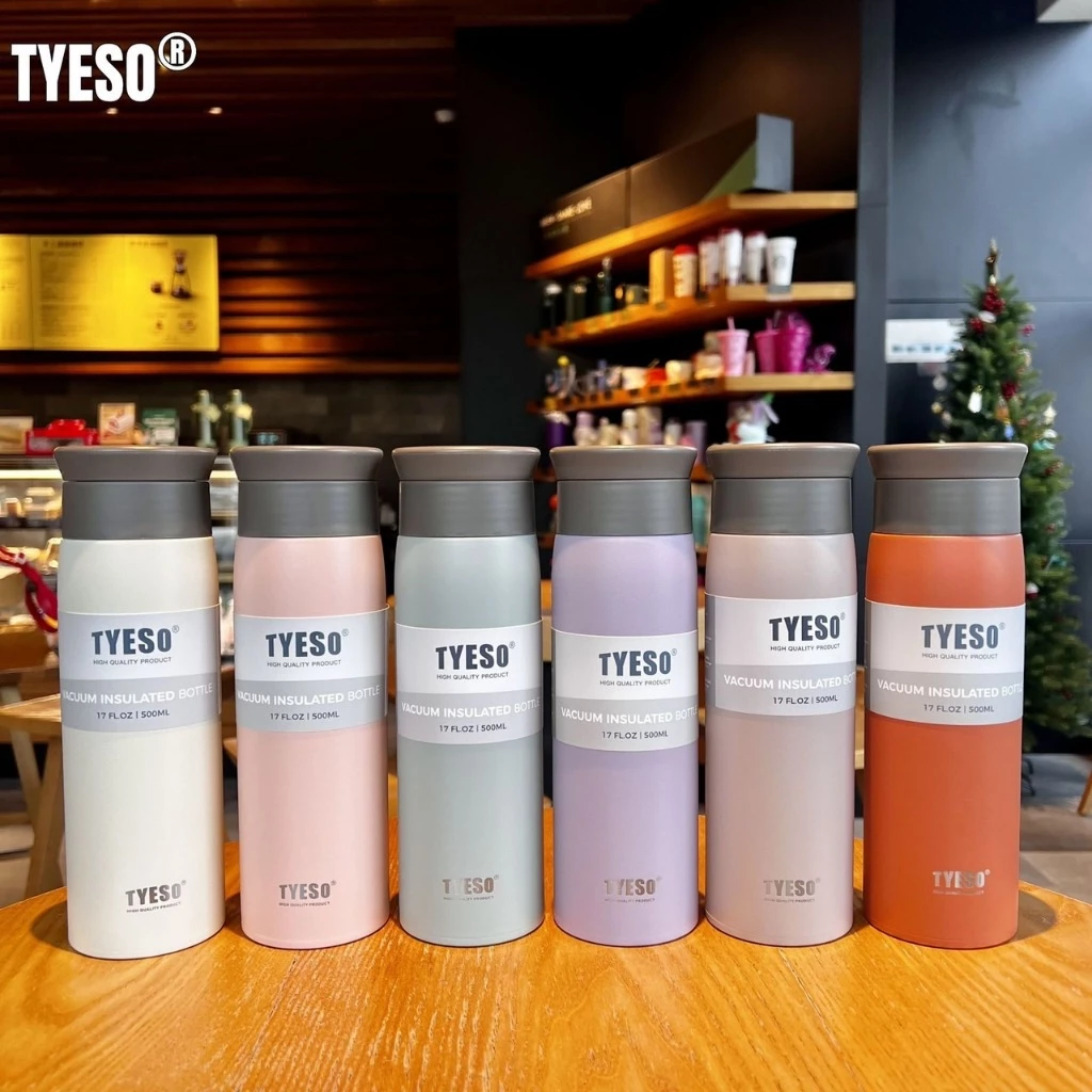 TYESO แก้วเก็บอุณภูมิ 500ML แก้วกาแฟ กระติกน้ำสูญญากาศ ความเย็นของแท้แก้วสแตนเลส