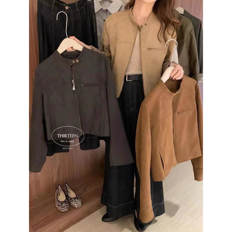 cpjgirlxx | *พร้อมส่ง!*Jessi Suede zipper Jacket - 3col [FW23] เสื้อแจ็คเก็ตซิป หนังกลับ