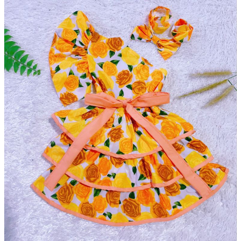 ชุดทองกวาว ดอกไม้ เซ็ท 4 ชิ้น ชมพู แดง ม่วงแบะแบบเดรส3ชั้น - รูปที่ 3