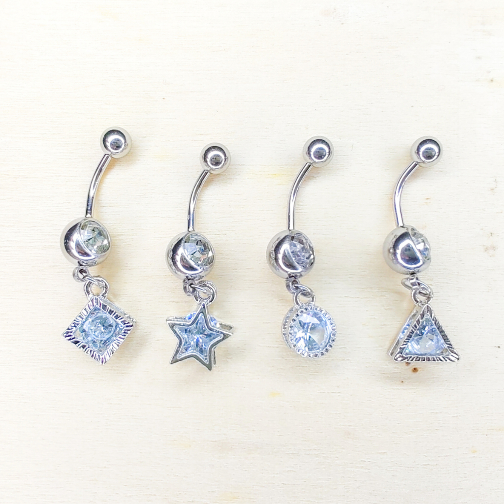 จิวสะดือเงินสแตนเลส ห้อยทรงต่างๆ 1 ชิ้น ราคา 29 บาท