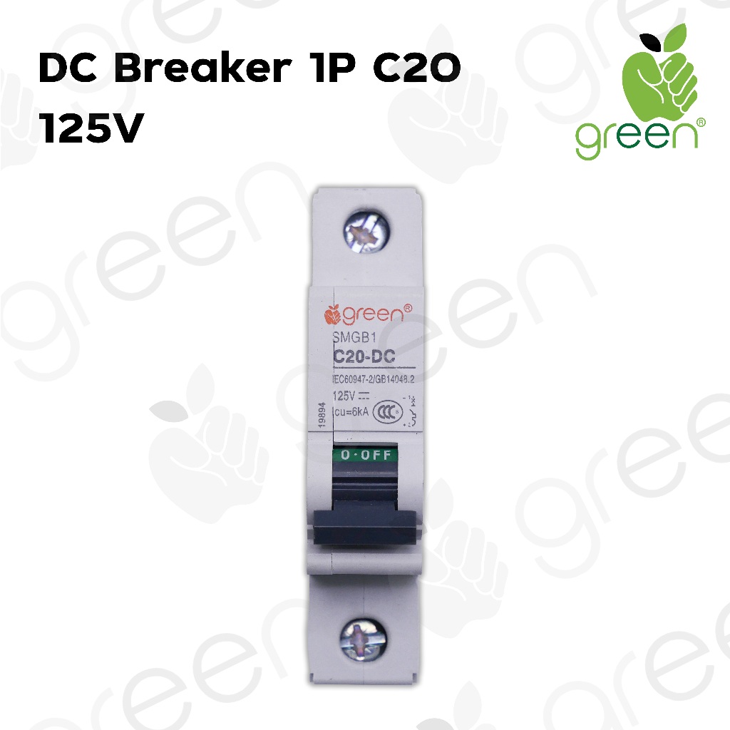 AppleGreen เบรคเกอร์ไฟฟ้ากระแสตรงสำหรับงานโซลาร์เซลล์ MCB DC Circuit Breaker 1 Pole 125V 20A