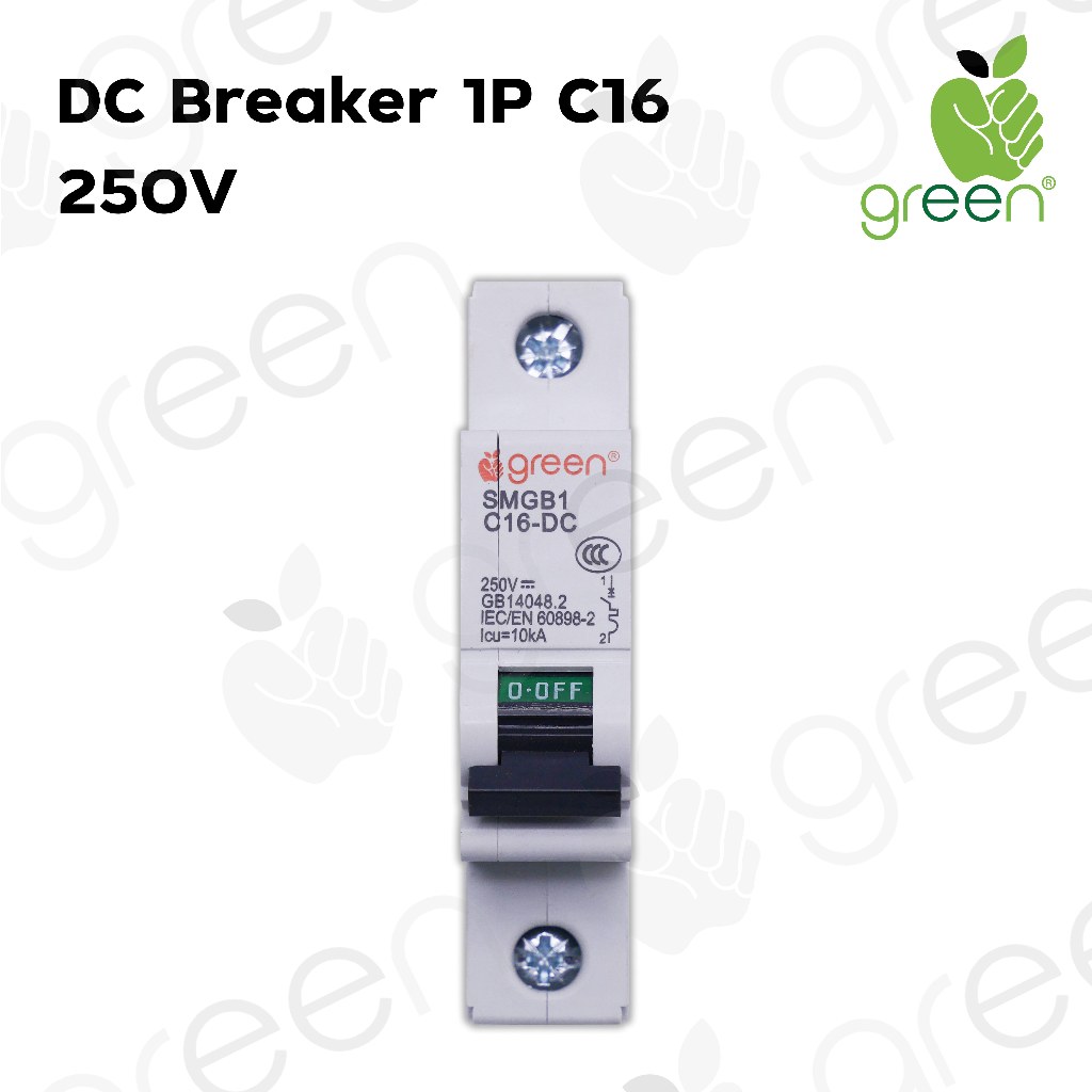 AppleGreen เบรคเกอร์ไฟฟ้ากระแสตรงสำหรับงานโซลาร์เซลล์ MCB DC Circuit Breaker 1 Pole 250V 16A